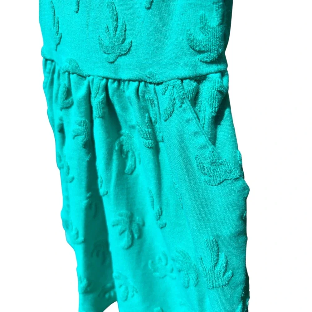 Terry Cloth‎ Sundress Kids 3T Teal Palm Tree Cutout Pocket EXCELLENT CONDITION